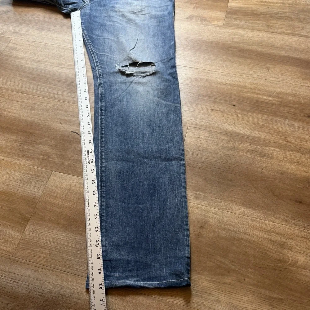 Diesel Buster Jeans Men 34x30 Blue Slim Tapered Stretch Destroyed Rock 0853R